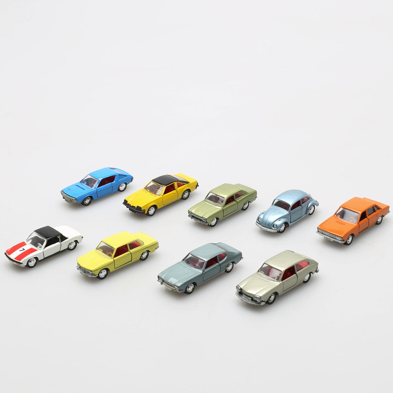 LEKSAKSBILAR 9 st, metall, Schuco, skala 1:66.