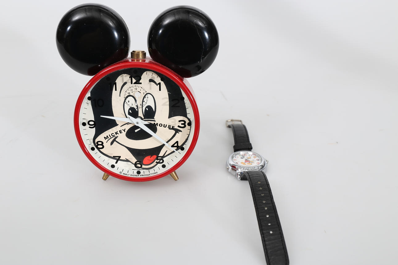 ARMBANDSUR OCH VÄCKARKLOCKA, Musse Pigg, Disney, 1900-talets andra hälft.
