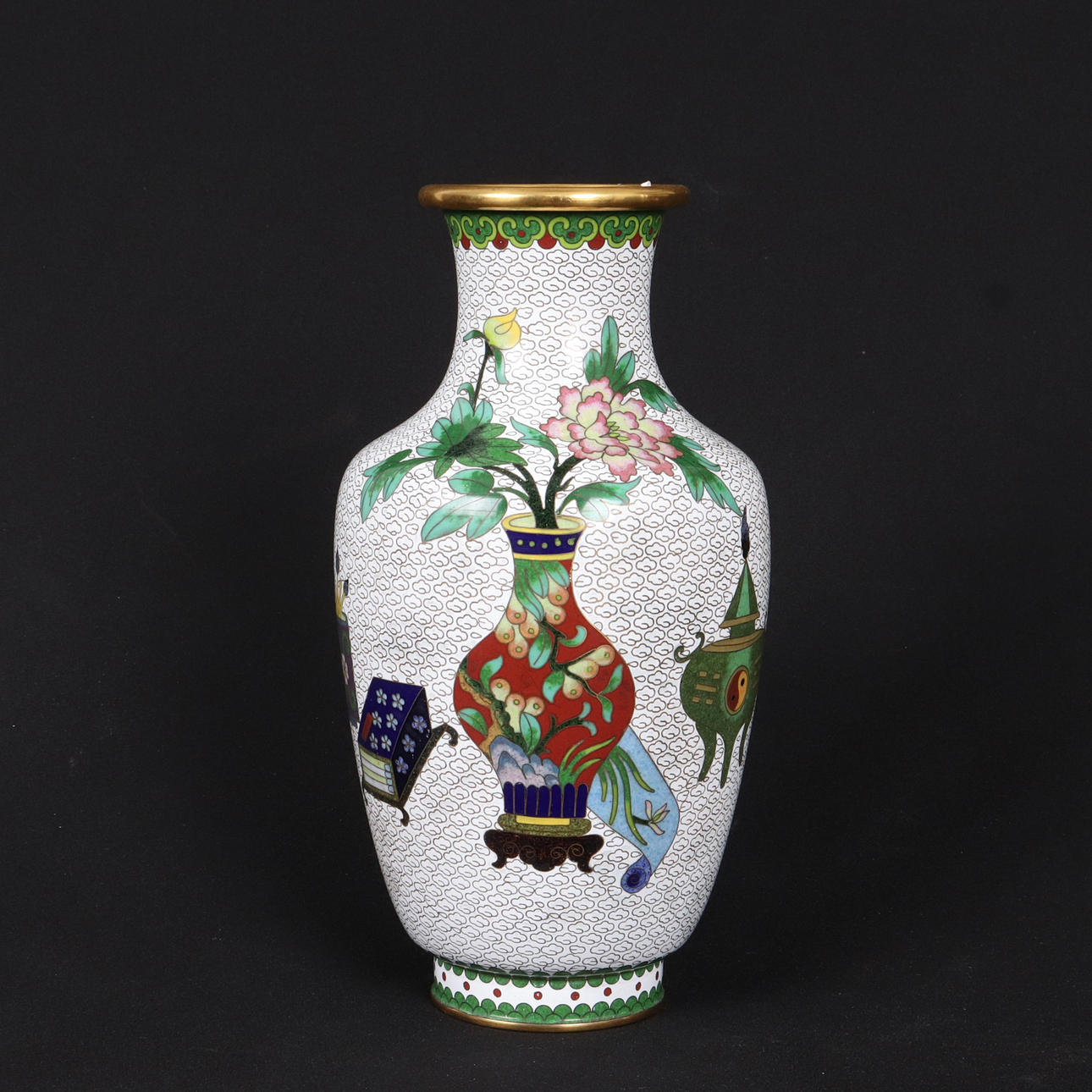 Vase/Cloisonné-Vase, Messing, Emaille, China.