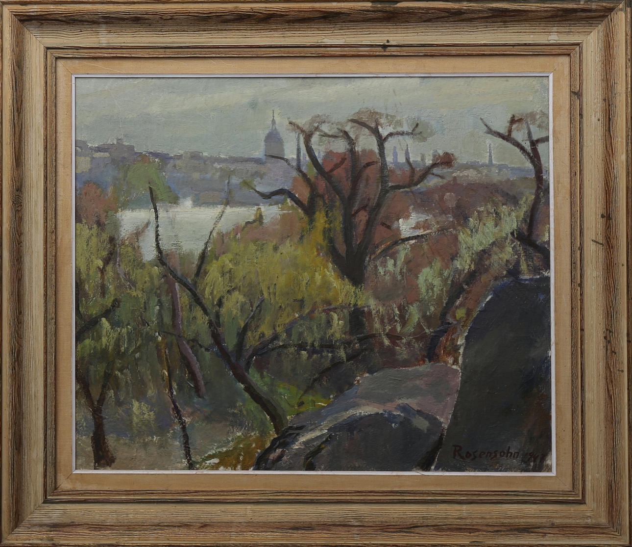 LENNART ROSENSOHN. Stadsmotiv, olja på pannå, signerad och daterad, Rosensohn 1947.