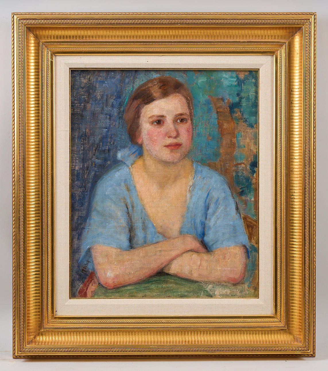 maria-wiik-nuori-nainen-sinisess-puvussa-signeerattu-ljy-kankaalle