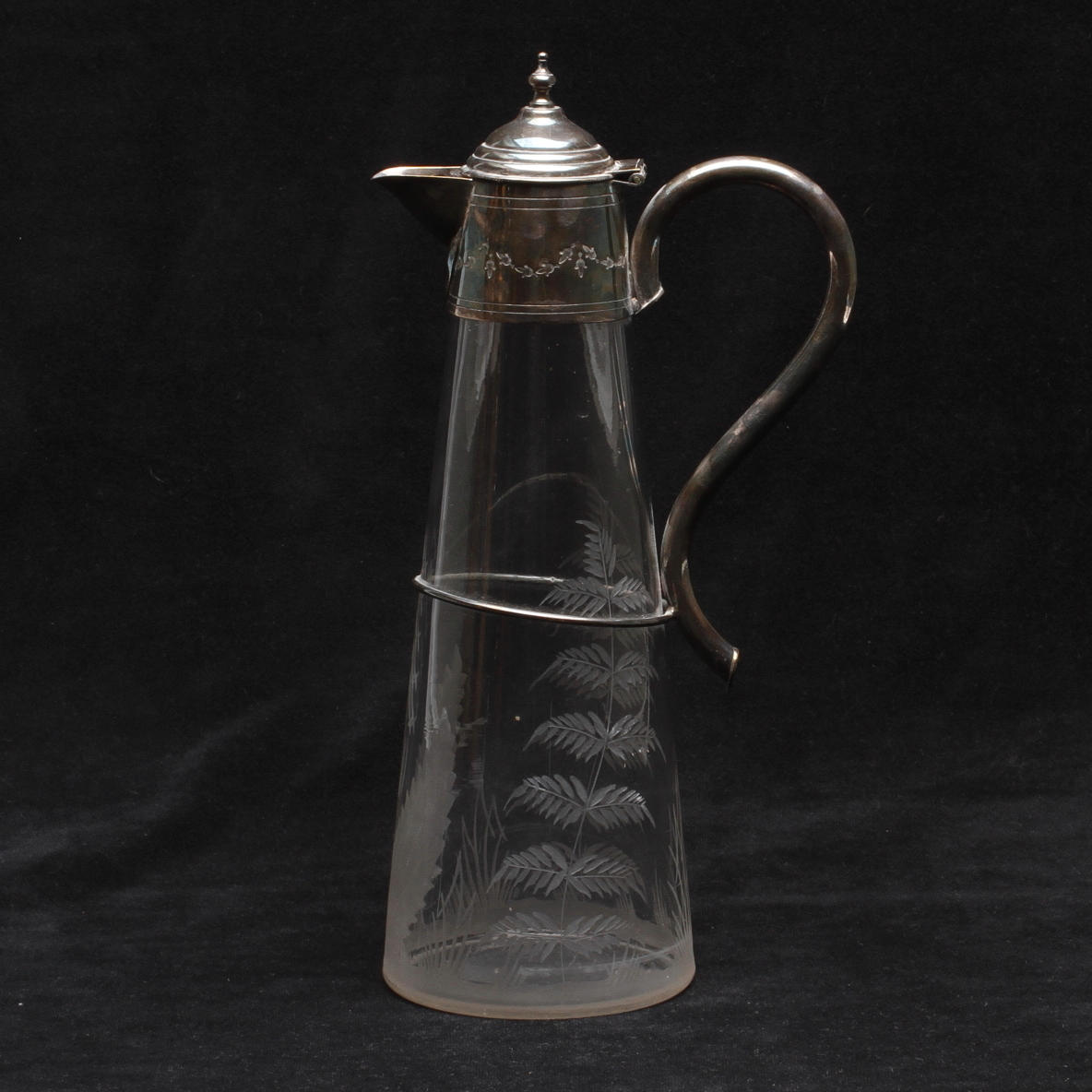 VINKANNA, glas och nysilver, omkring 1900.