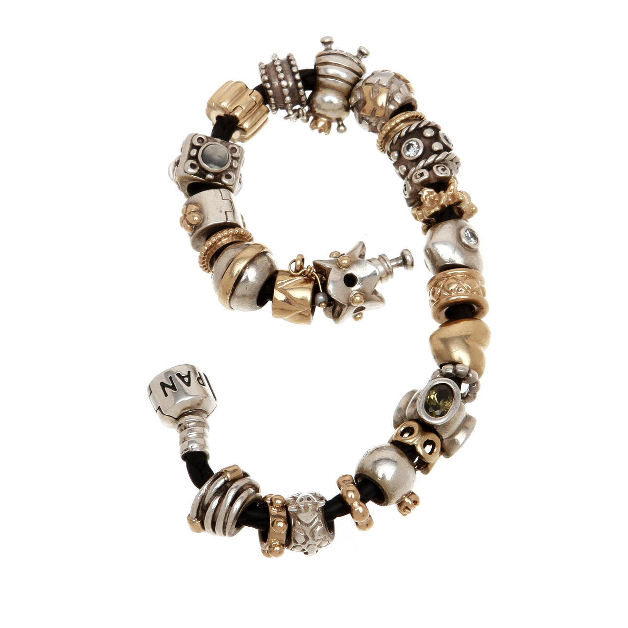 ARMBAND, silver samt 14K rödguld, Pandora. Total vikt 62,2 g.