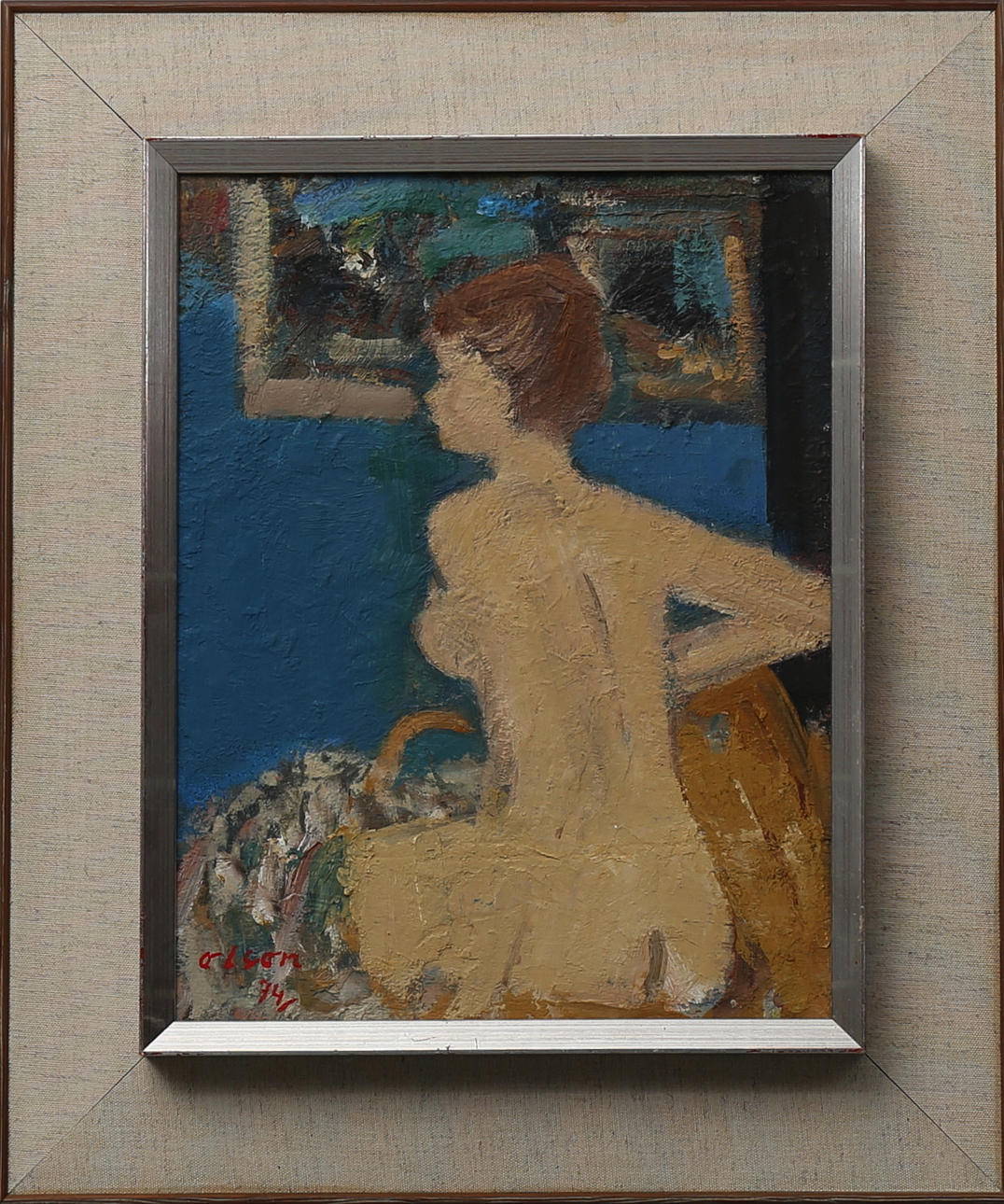OVE OLSON. Modell, olja på pannå, signerad Olson och daterad -74.