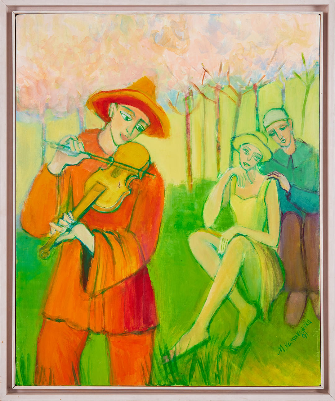 MAGDALENA KOSSAKOWSKA, figural composition, oil on canvas, signed and dated M. Kossakowska -97 and verso.