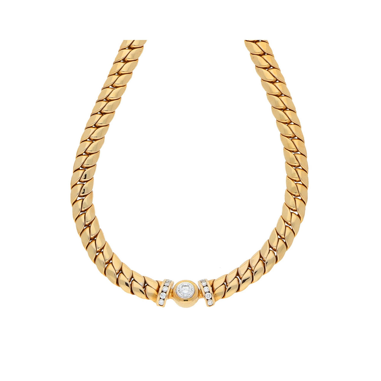DIAMANTHALSBAND av 750 gult guld.
