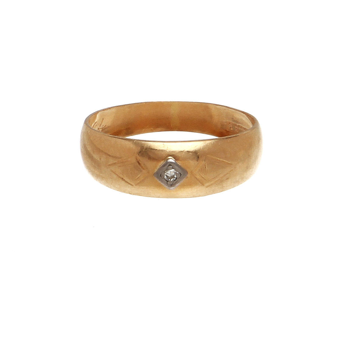 RING, 18K rödguld med diamant. Vikt 1,9 g.
