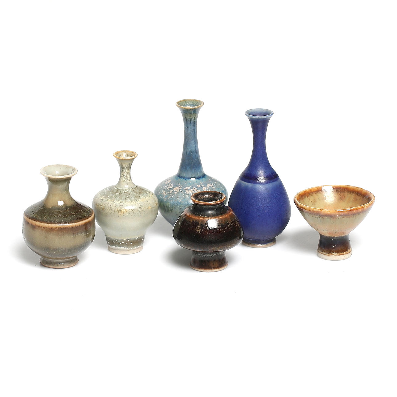 MINIATYRER, 6 st, stengods, John Andersson, Höganäs, 1900-tal.