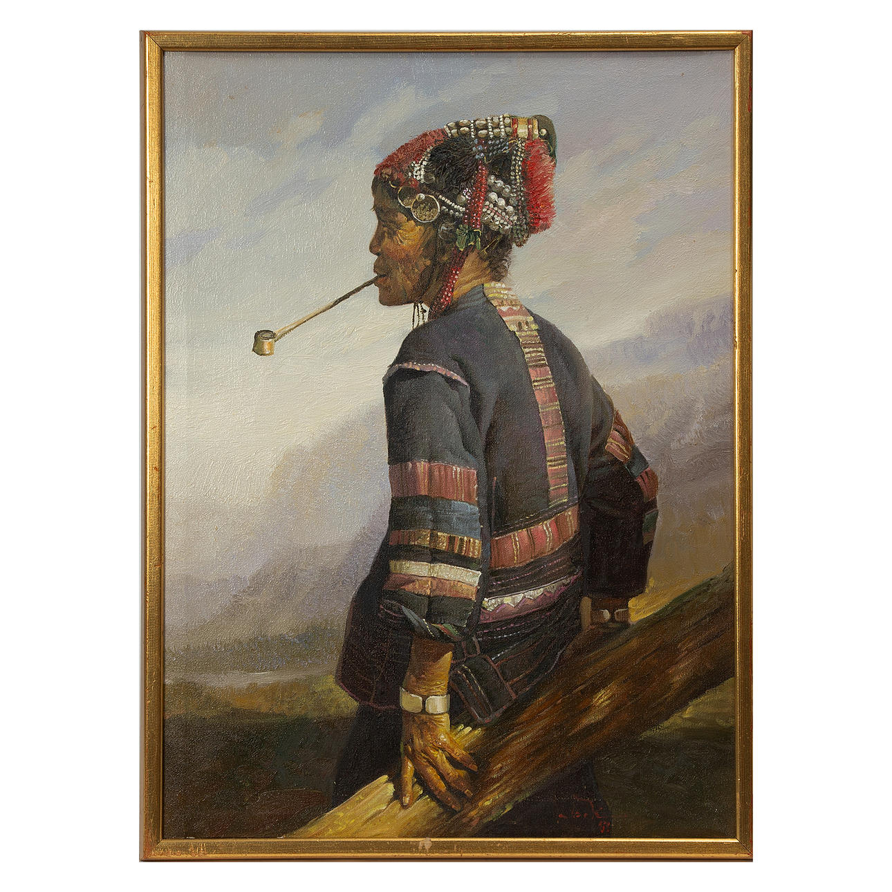 OIDENTIFIERAD KONSTNÄR. Indigenous people, oil on canvas.