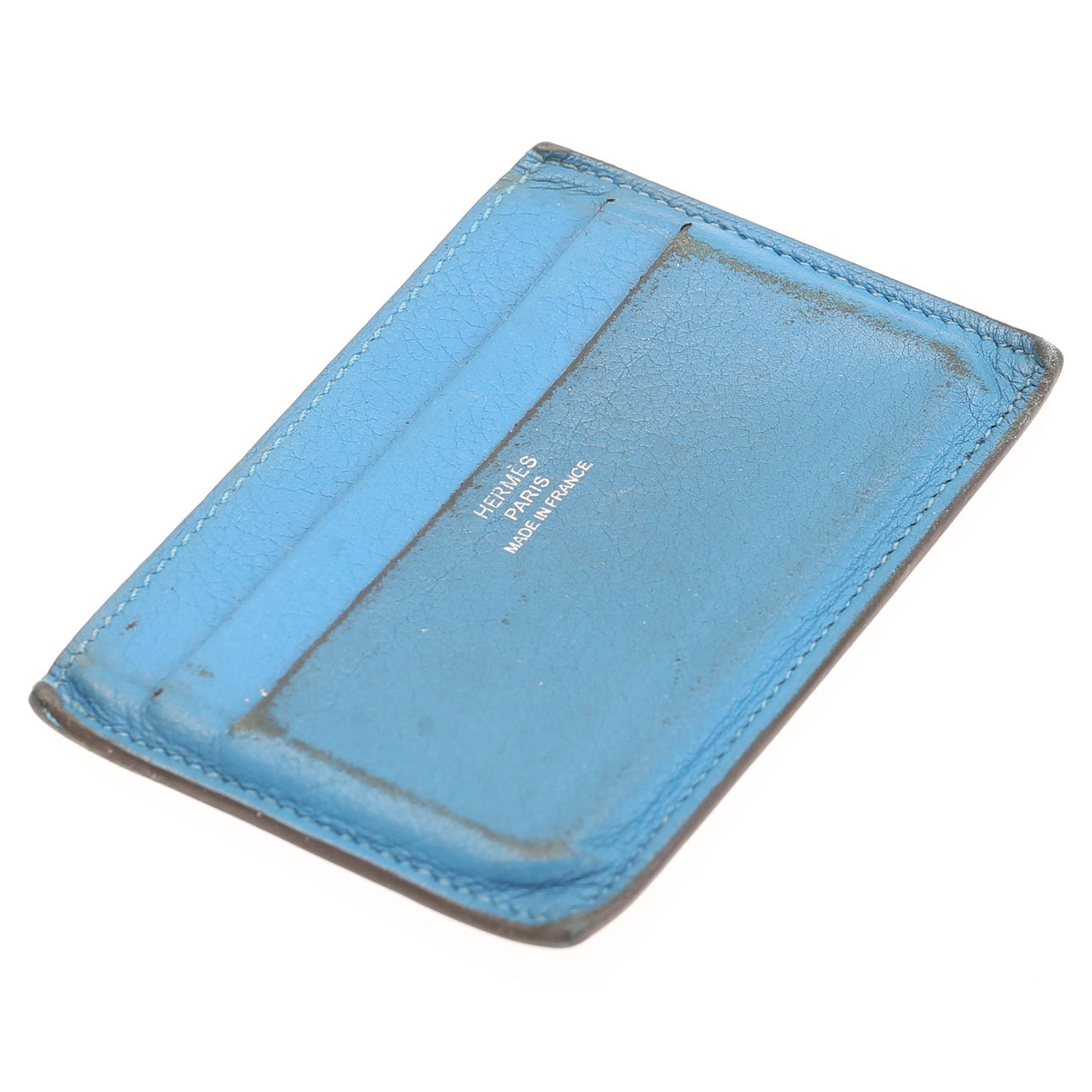 HERMES. Card holder, Swift Silk blue.
