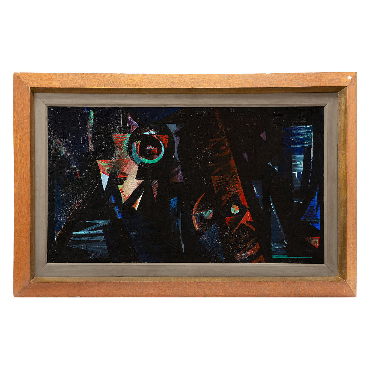 BENGT OLSON. Cubist composition in blue, oil on canvas, signed and dated 1953.