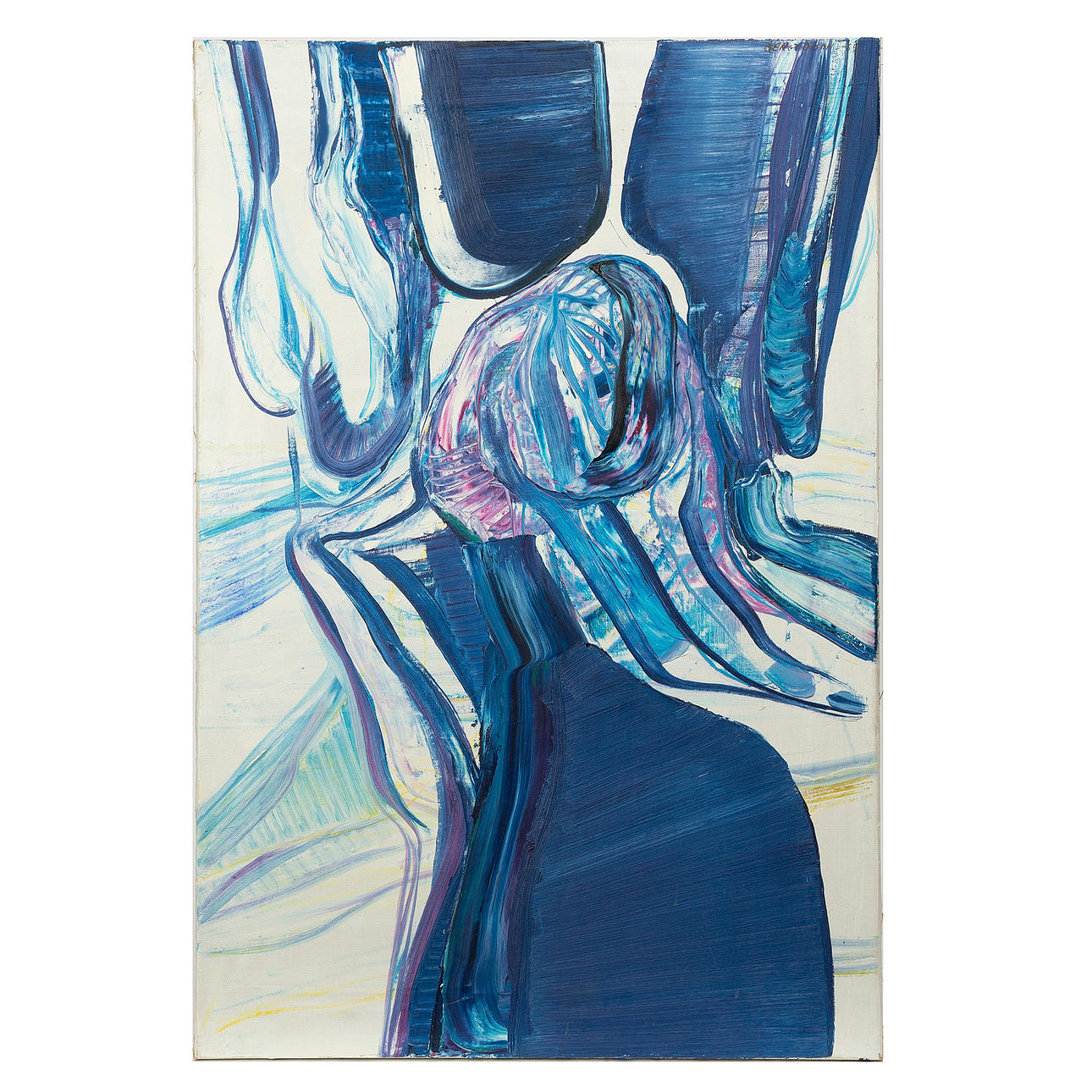BENGT OLSON. Composition in blue with purple elements, oil on canvas, signed and dated -69.