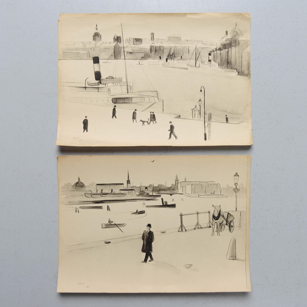 EINAR JOLIN. Lithograph, probably Nordic Rotogravyr, 2 pieces, original from 1927.