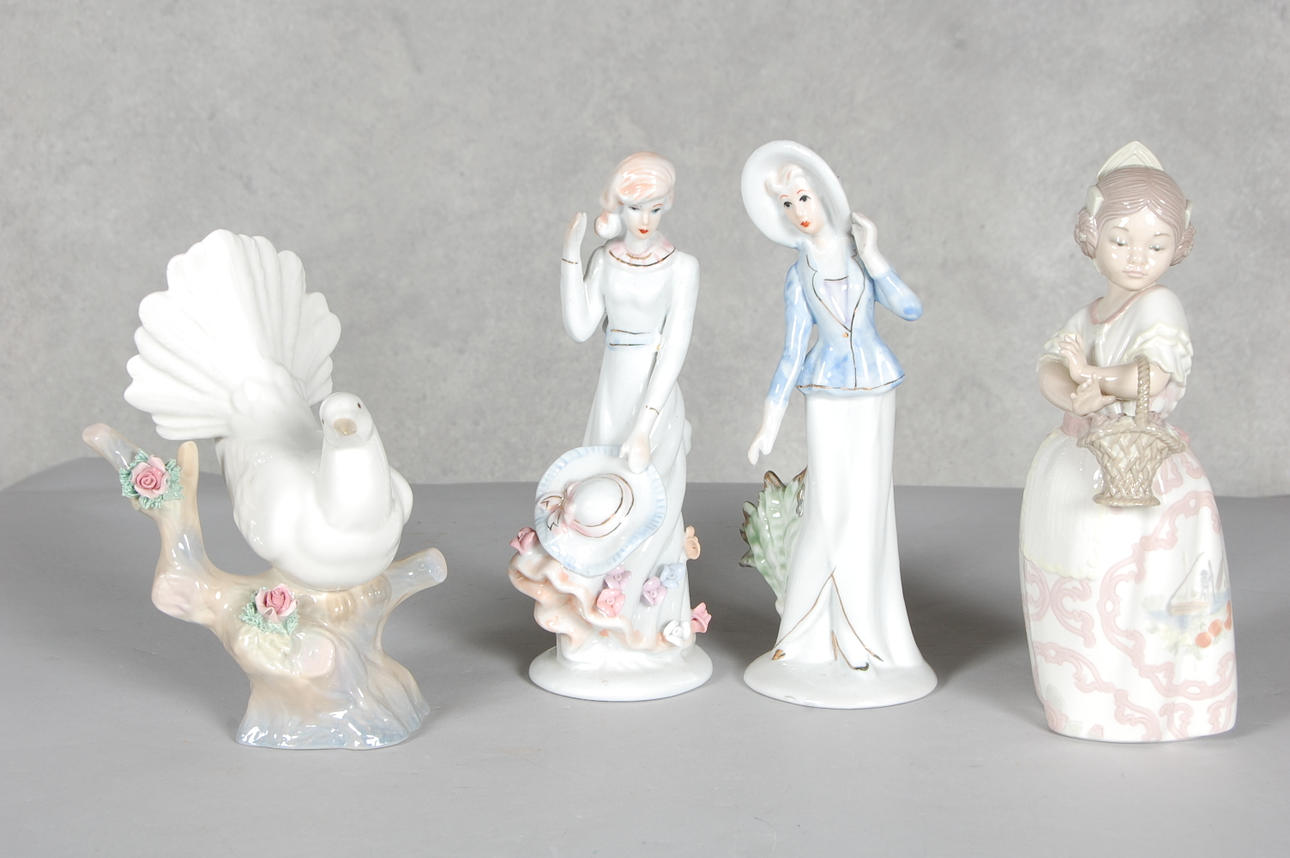 FIGURINER, 4 delar, bland annat, Lladro, Zaphine, Porcival.