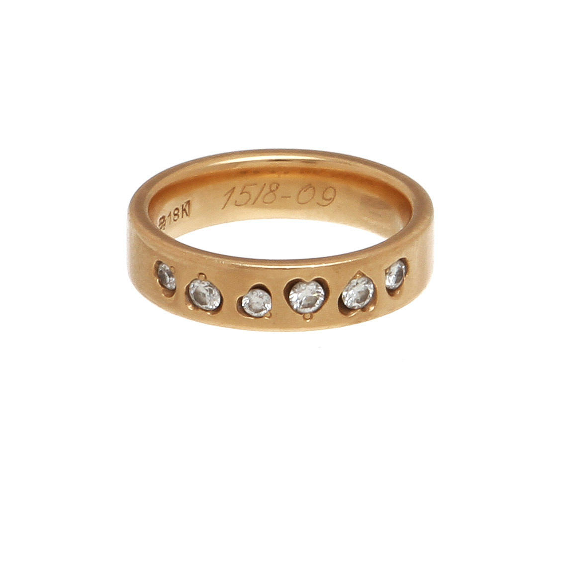 RING, 18K rödguld med diamanter, totalt ca 0,24 ct. Vikt 7,3 g.