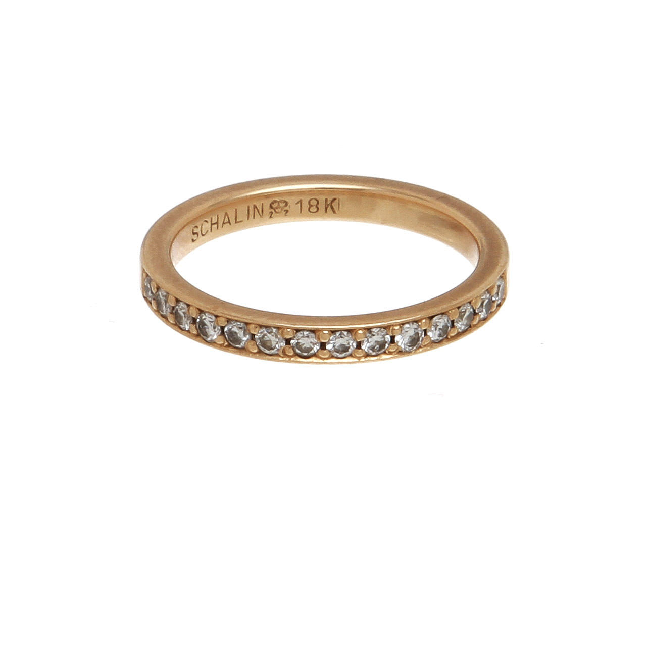 RING, halvallians, 18K rödguld med diamanter, totalt ca 0,28 ct. Vikt 3,4 g.