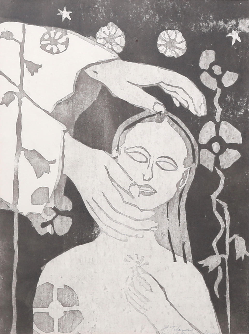 HELMER TELEMAN. Graphic sheet, signed.