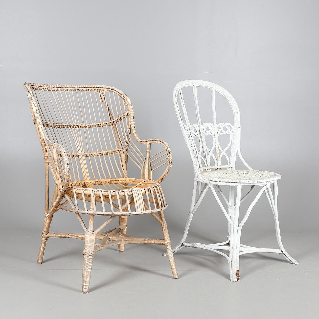 STOLAR, 2 st, bambu/rotting, 1900-talets tredje fjärdedel.