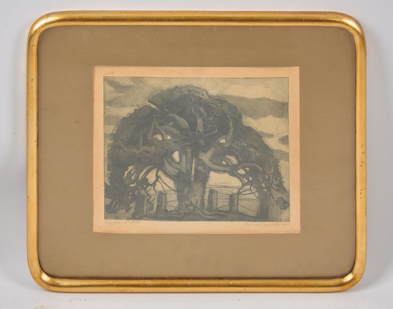 LENNART SEGERSTRÅLE. The big tree, signed and dated 1925, etching, Tiré par l'artiste.