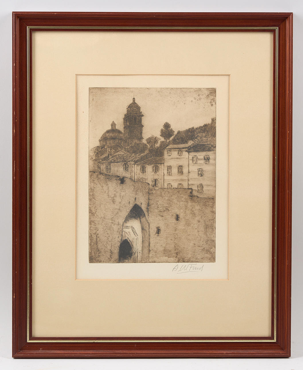 ALFRED WILLIAM FINCH. The bell tower, signed, etching.