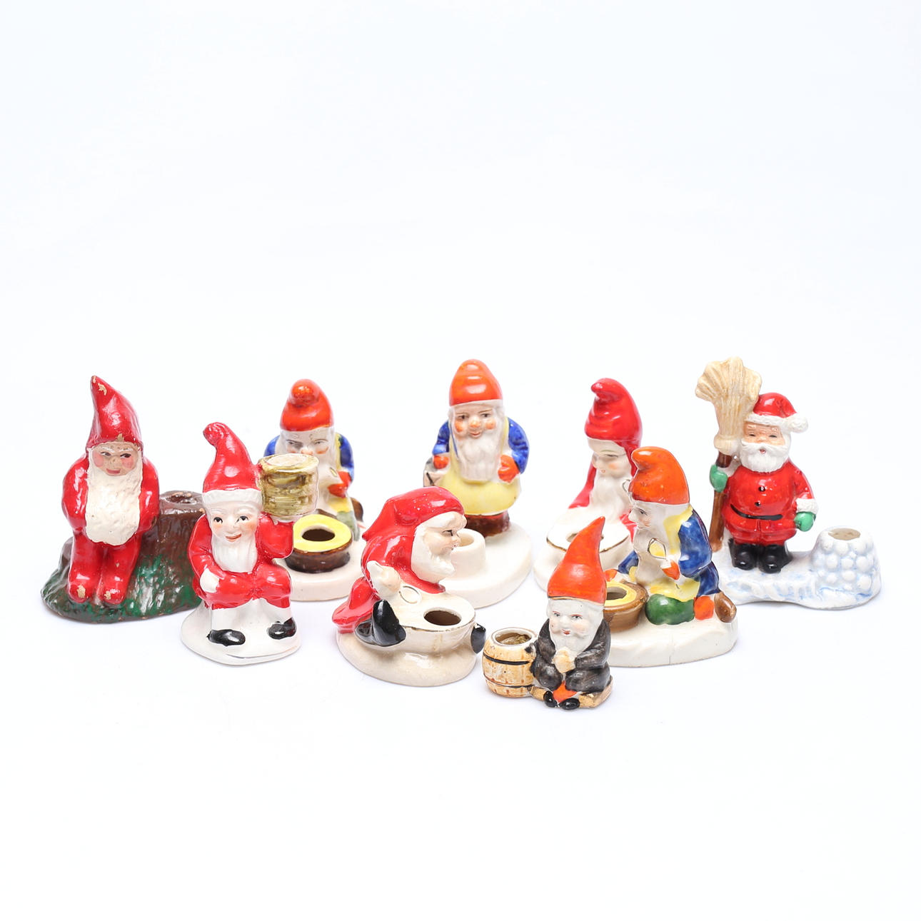 A ceramic gnomes and candlesticks, 20th century.