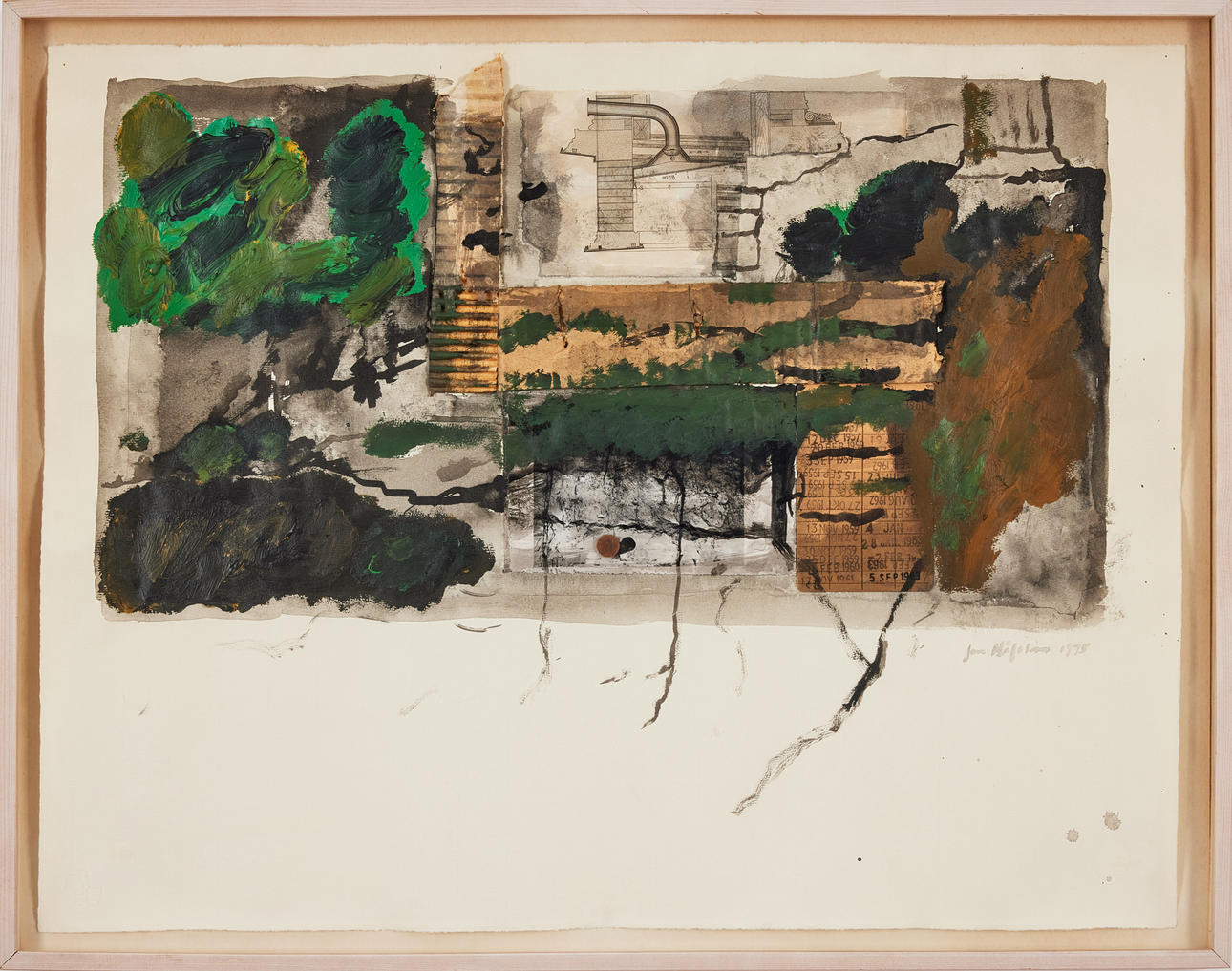 JAN HÅFSTRÖM. Komposition, Collage/Mischtechnik, signiert, datiert 1975.