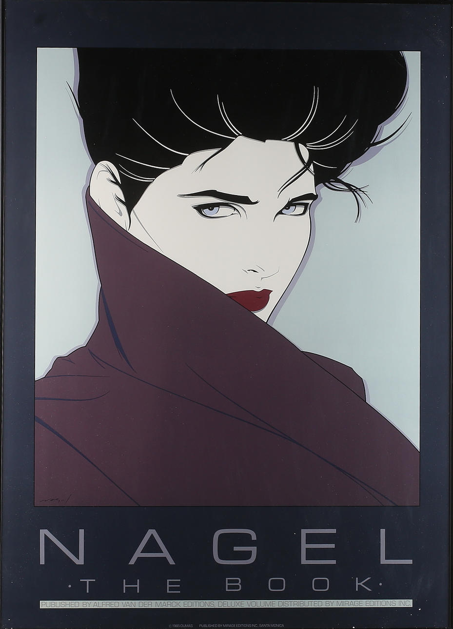 PATRICK NAGEL. Affischer, 2 st, samt bok, The art of Patrick Nagel, 1983 Mirage Editions, 1985 Dumas.