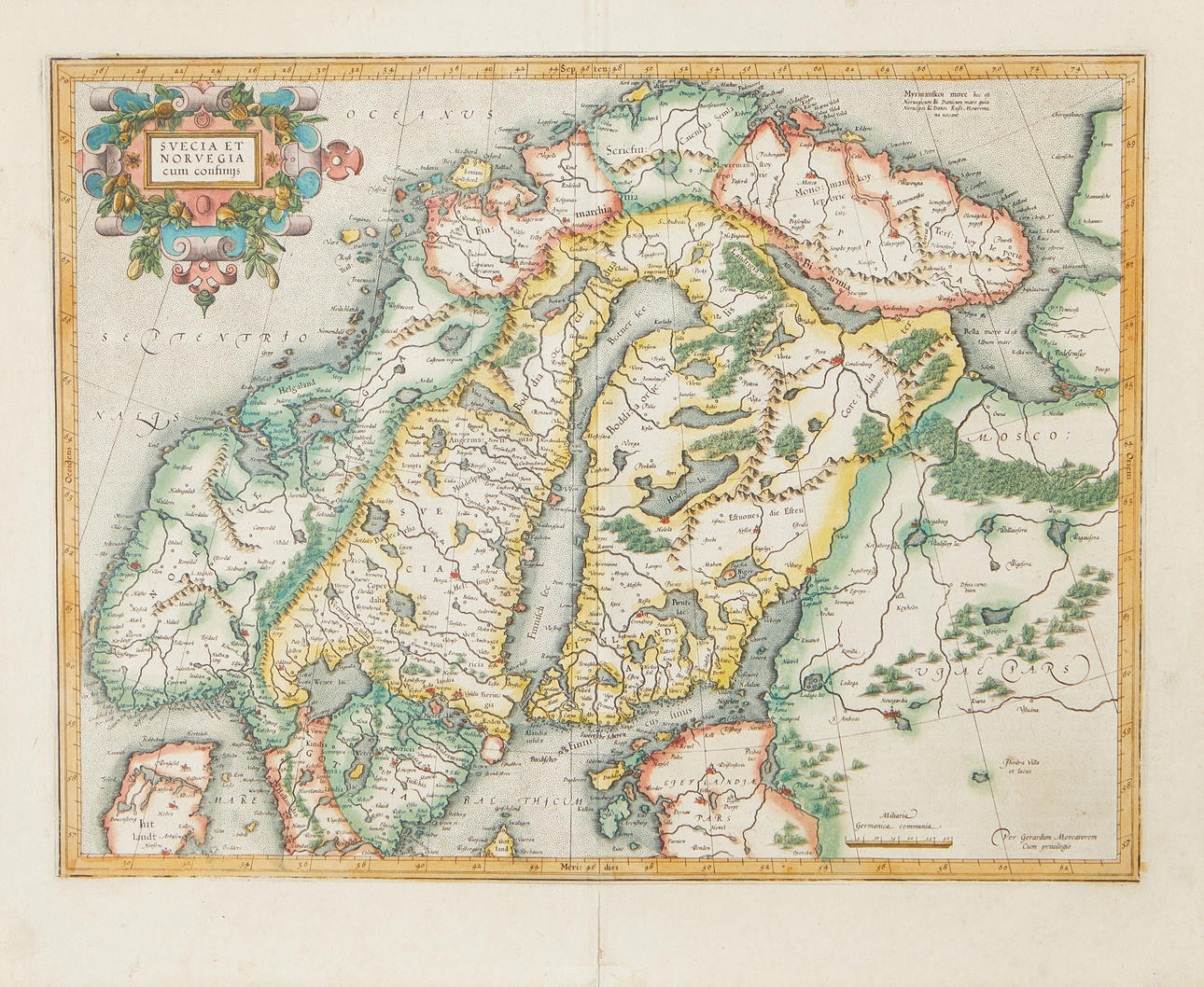 MAP OF SCANDINAVIA BY MERCATOR, ca 1630.