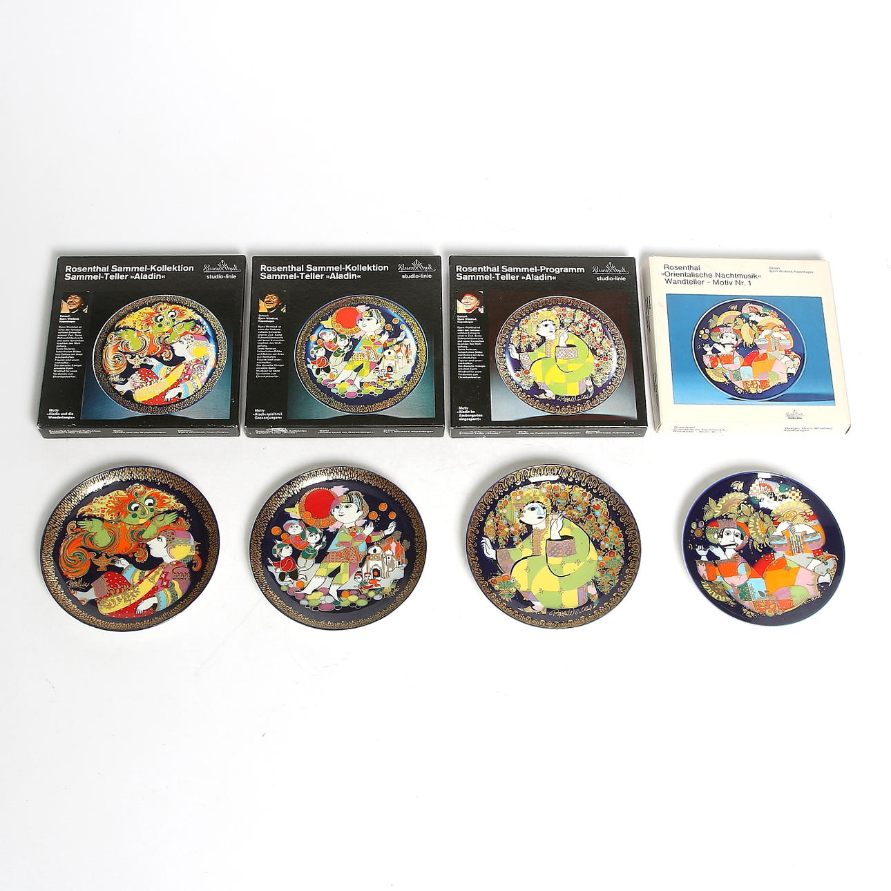 FAT, porslin, 4 st, "Aladin" och "Orientalische Nachtmusik", Björn Wiinblad, Rosenthal.