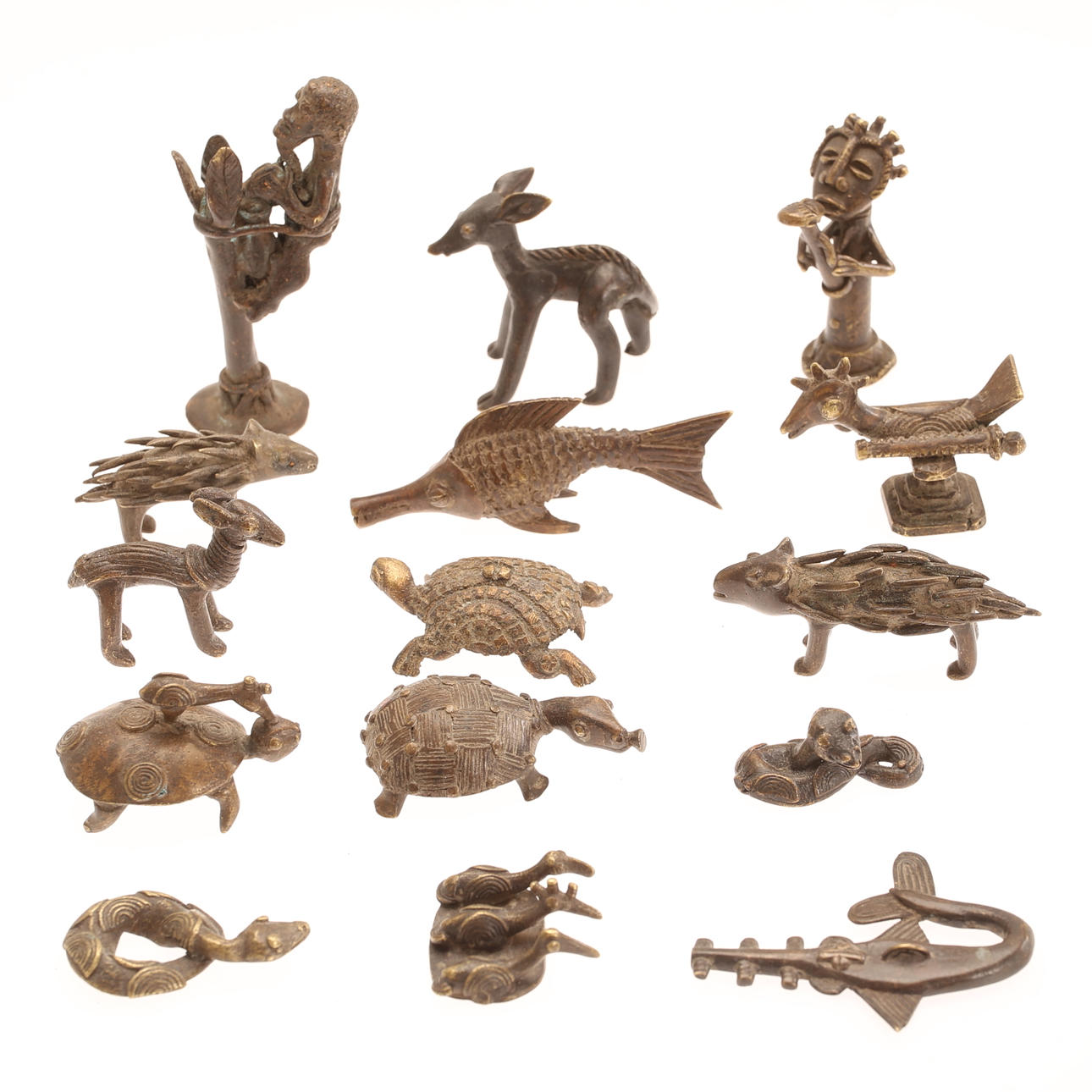 BRONSFIGURER, 15 stycken, 1900-tal.