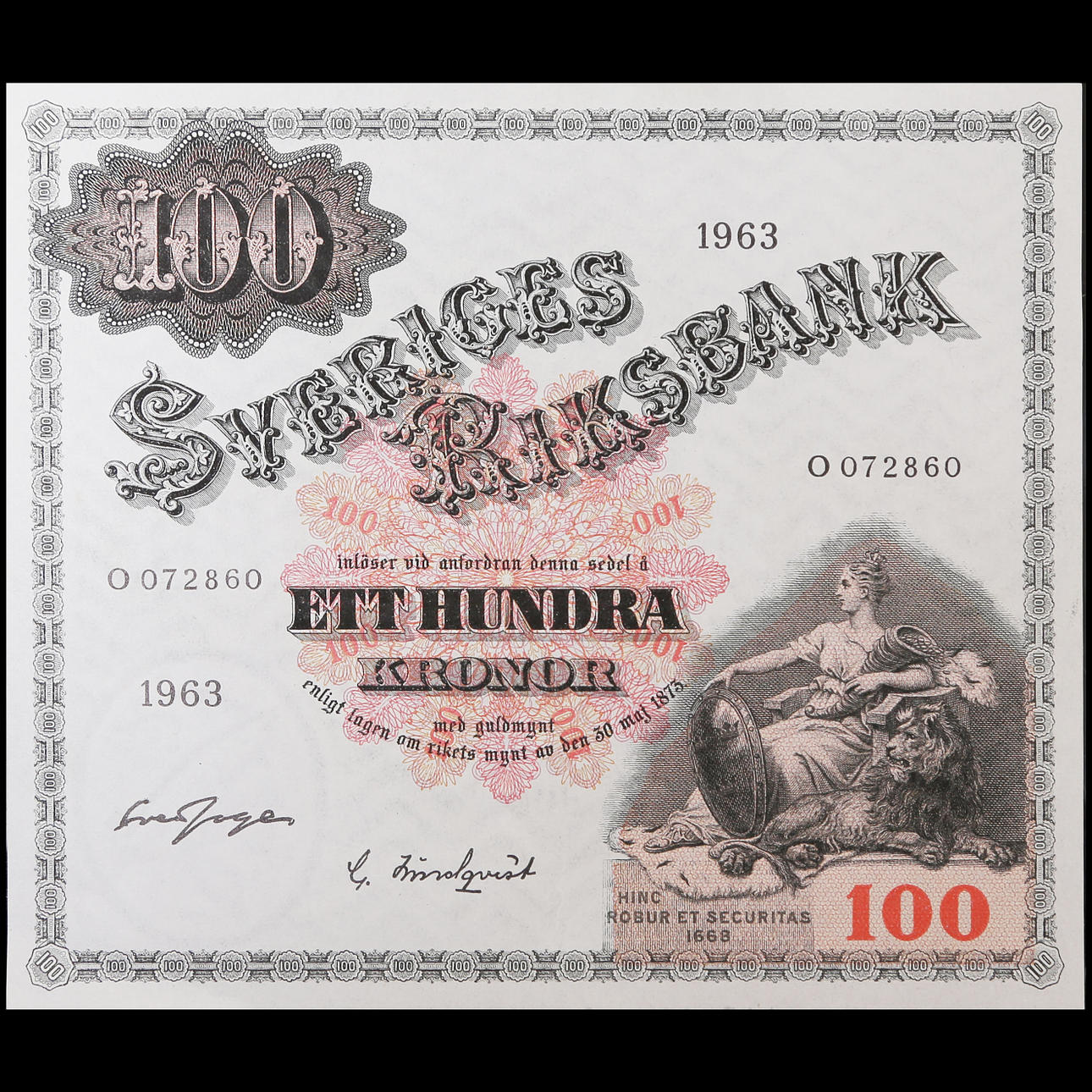 100-KRONORS SEDEL, 1963.