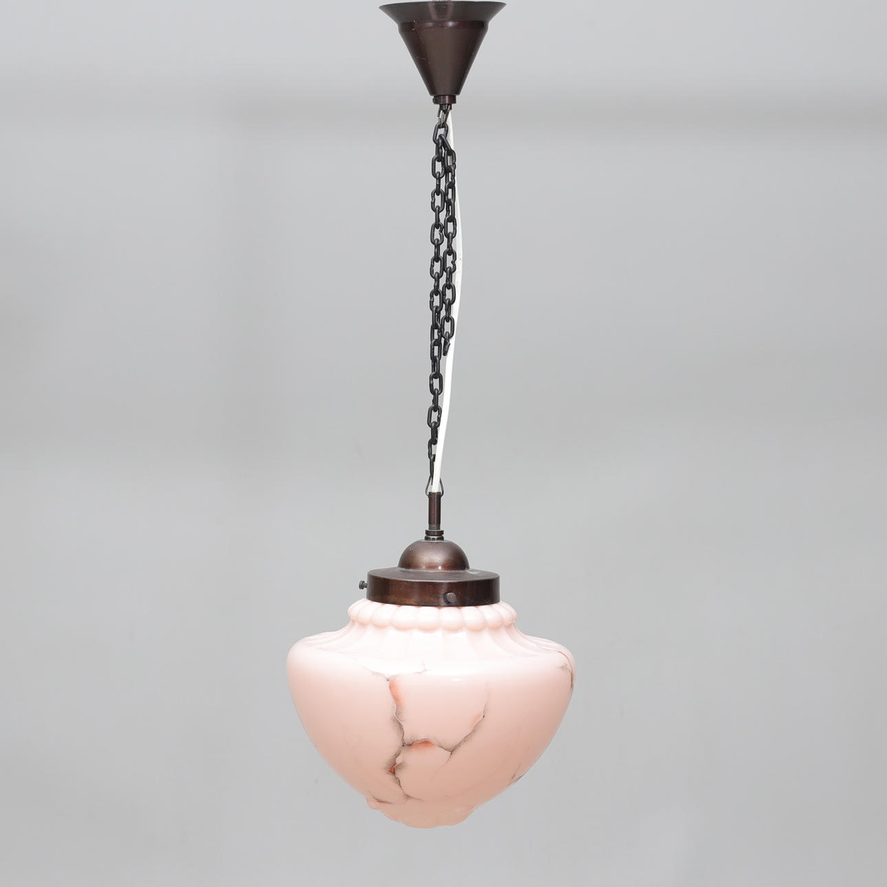 TAKLAMPA, metall/glas, 1900-tal.