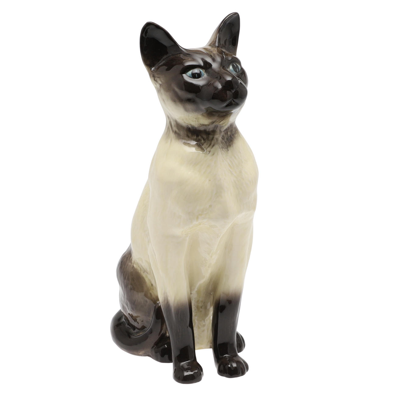 A BESWICK MODEL 2139 LARGE SEATED SIAMESE CAT.