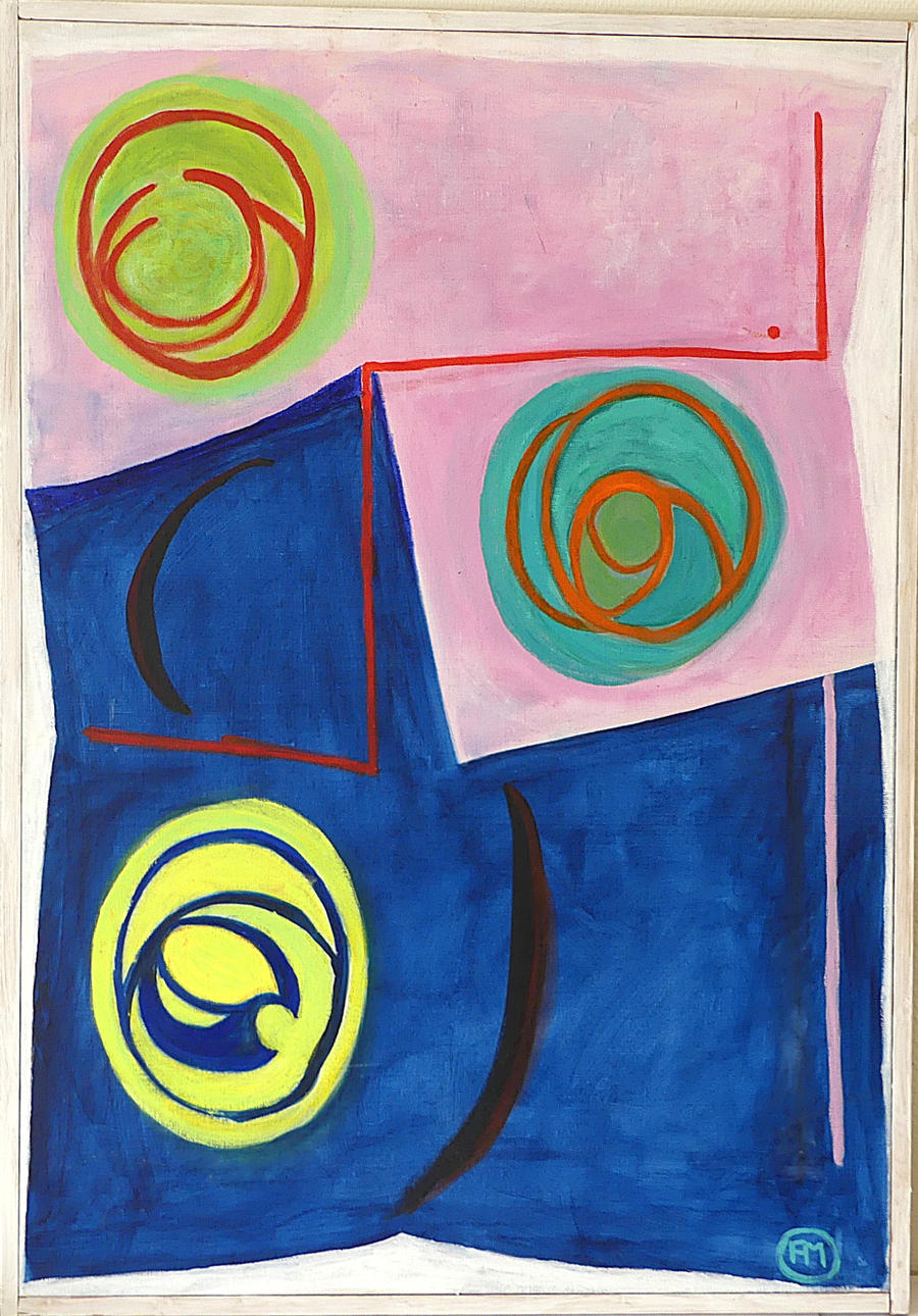 ANN MAKANDER. abstrakt komposition, signerad med init.