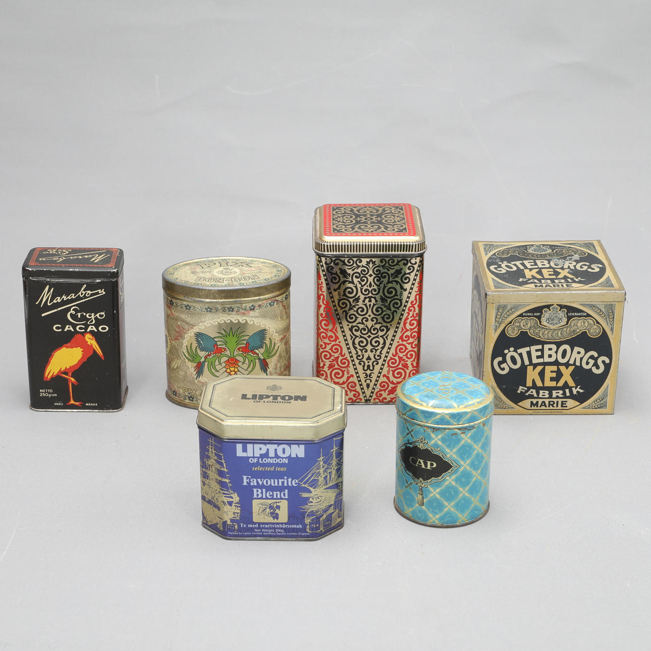 METALLBURKAR, sex stycken.