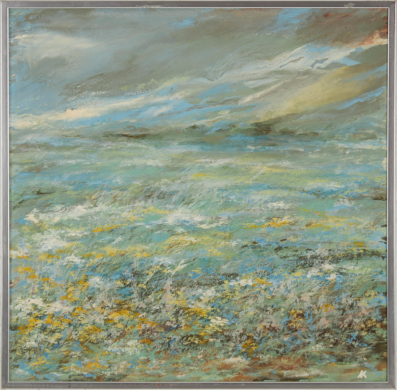 OIDENTIFIERAD KONSTNÄR. composition, oil on canvas, monogram signature.