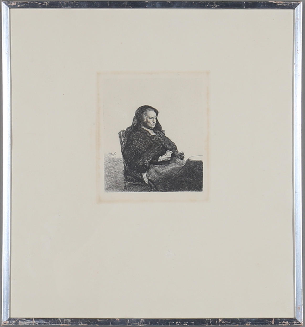 REMBRANDT HARMENSZ VAN RIJN. EFTER. Rembrandts mor, etsning, signerad i trycket.