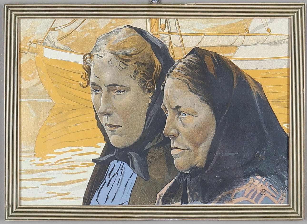 CARL WILHELMSSON. "Studie från Bohuslän", färglitografi, signerad i plåten.