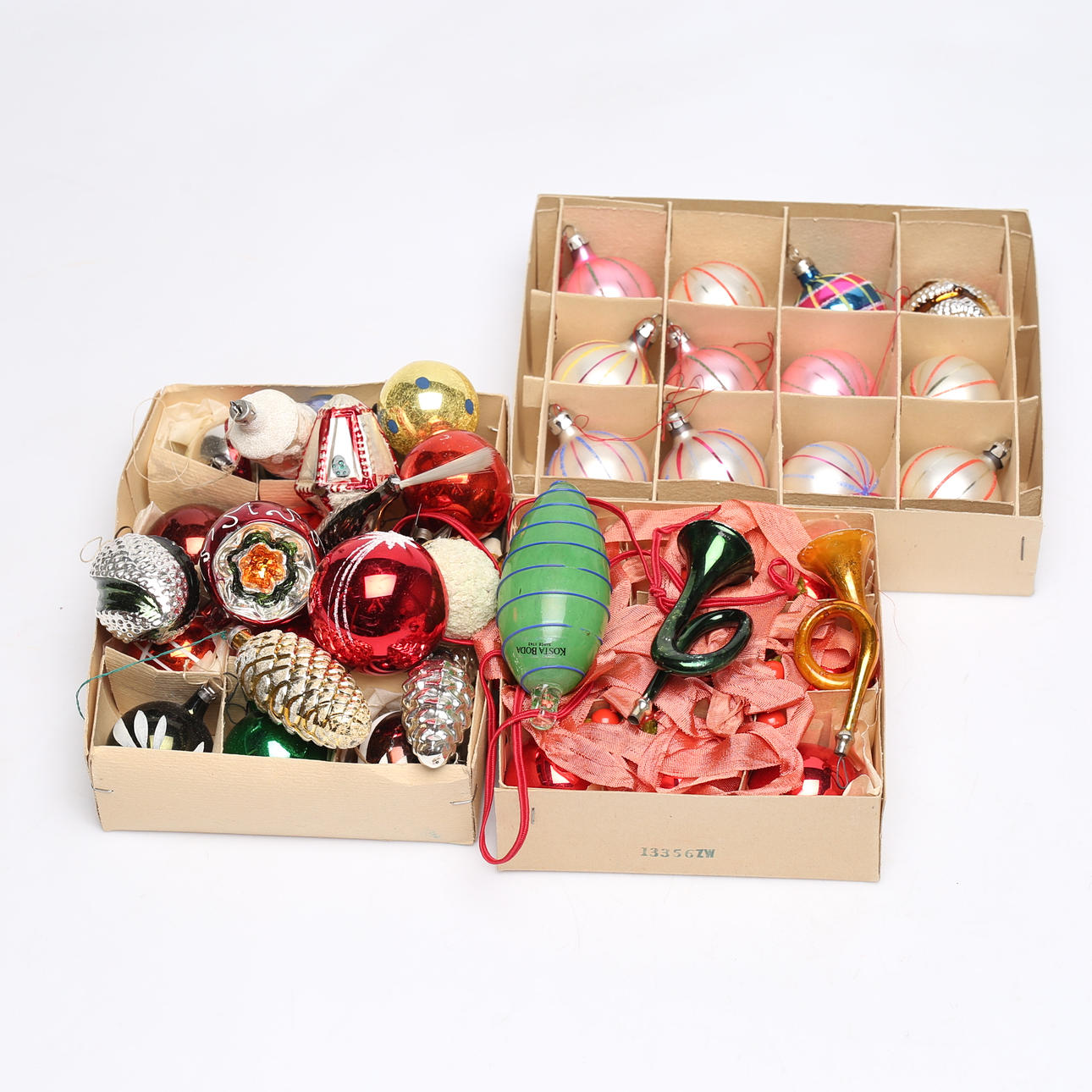 Christmas balls, mostly glass, 20th century.