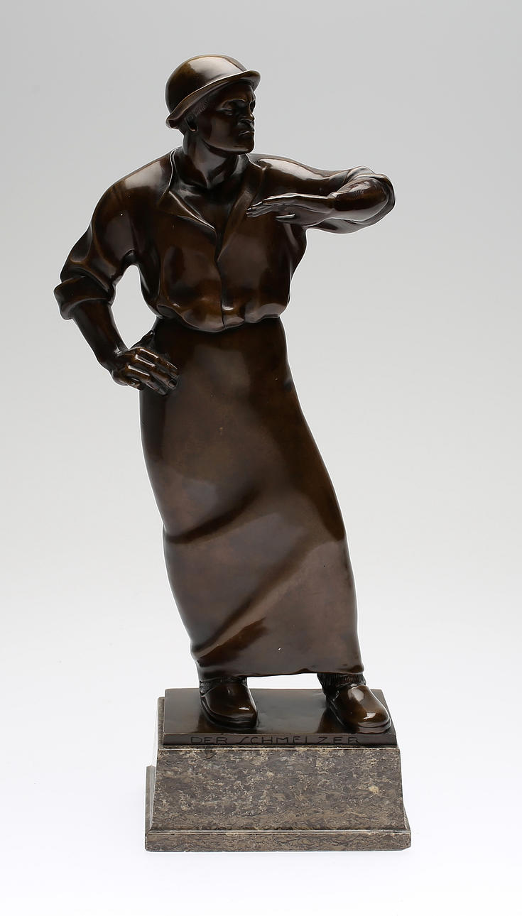 MAX FRICK. "Der Schmelzer", bronze, signed and dated 1914.