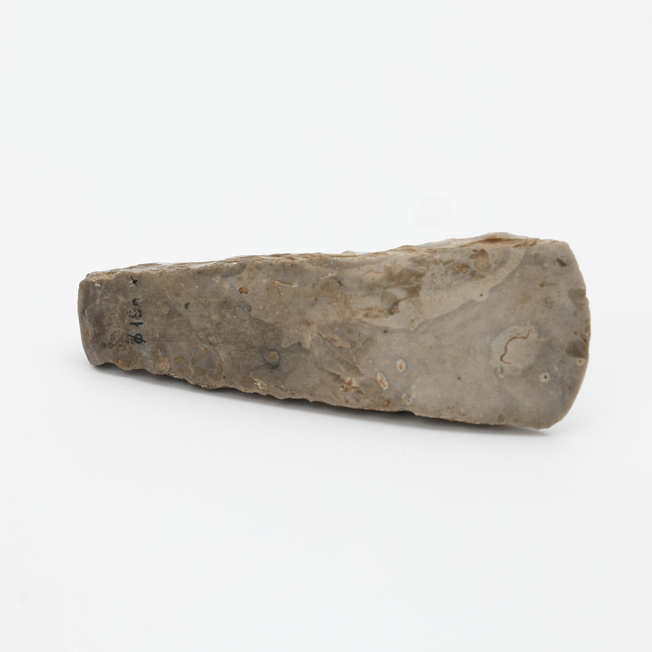 THICK-NECKED FLINT AXE, Neolithic, partly cut.