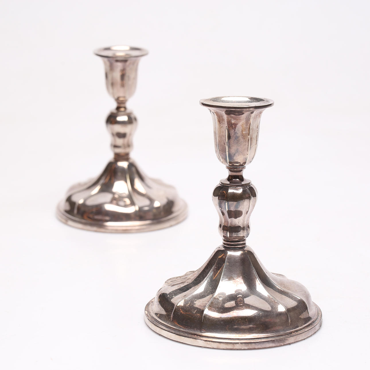 LYSESTAGER, et par, norsk sølv, 1960'er.