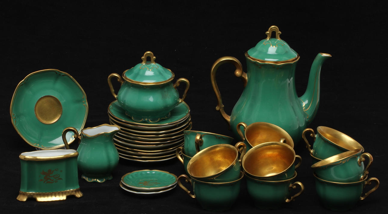 MOCCASERVIS, 18 delar, porslin, Karlskrona Porslinfabrik.