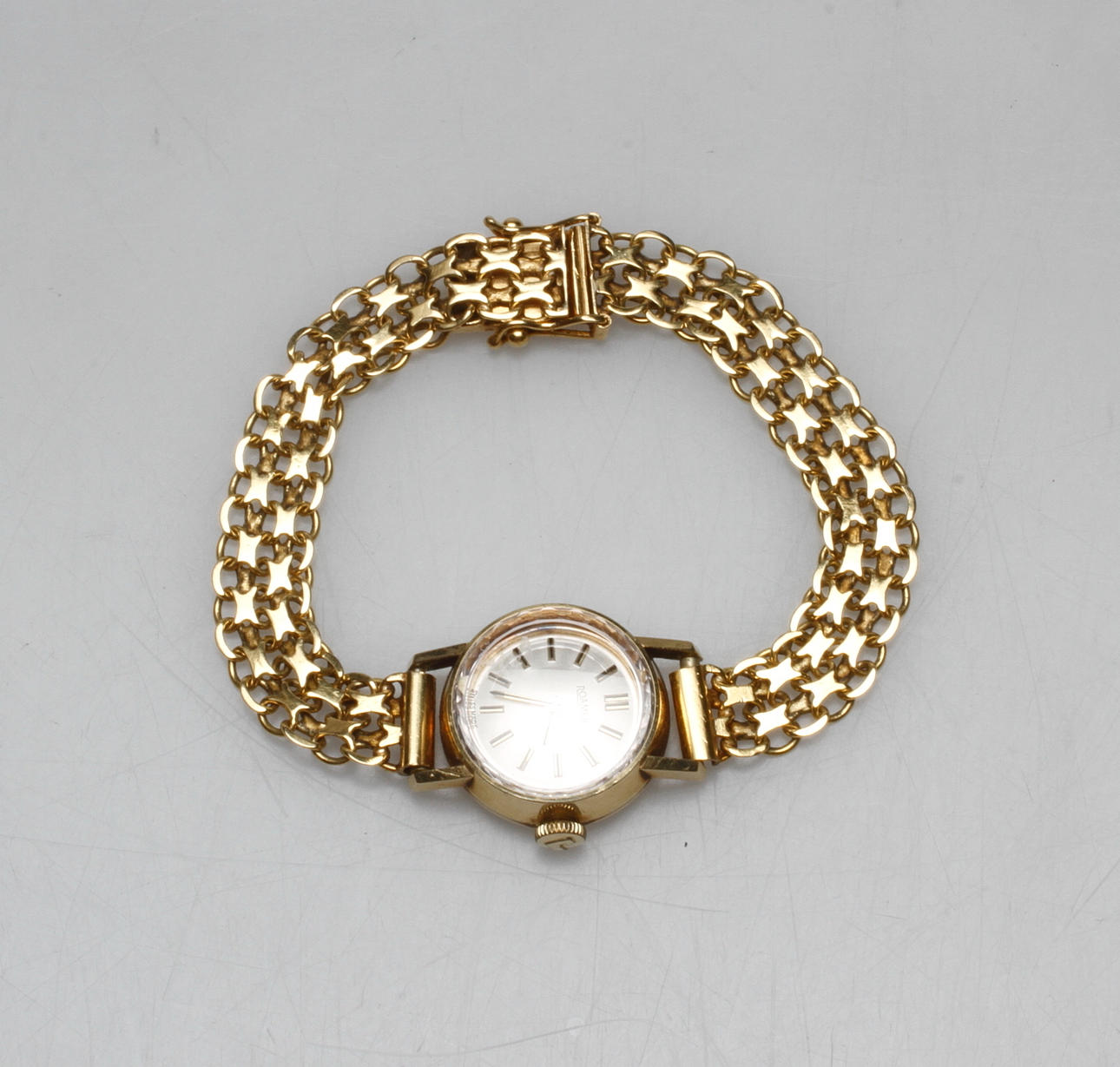 DAMUR ROMER MED X-LÄNK, 14-18k guld, total vikt ca 18,9 gr.