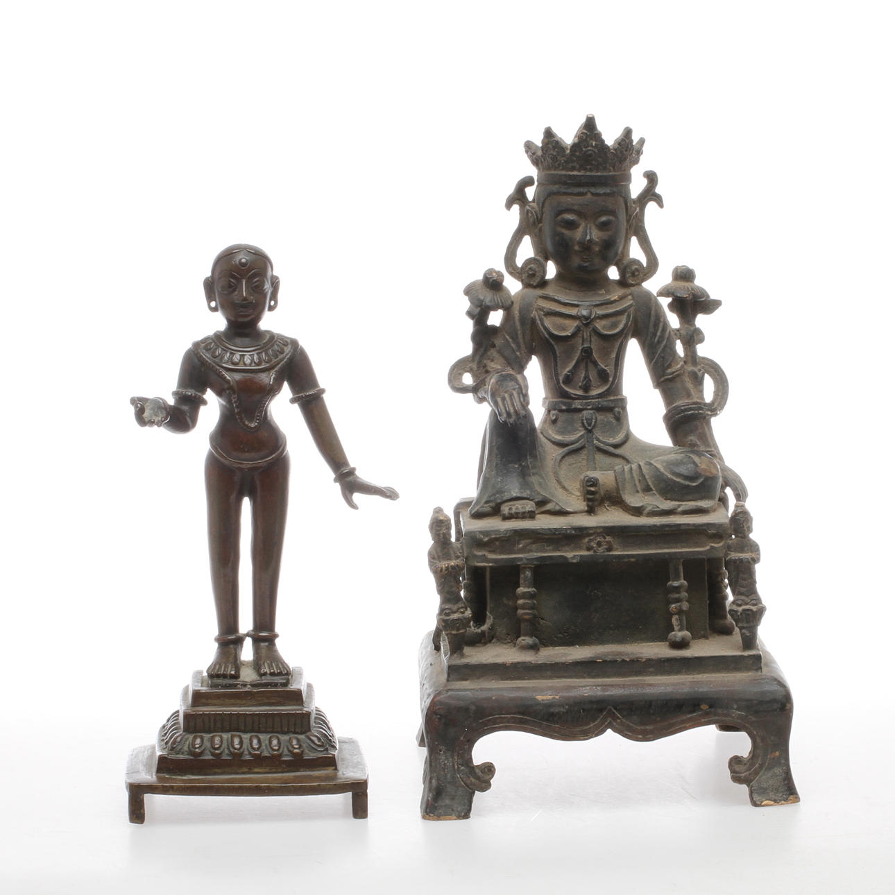 FIGURINER, 2 st, metall, orientaliska.