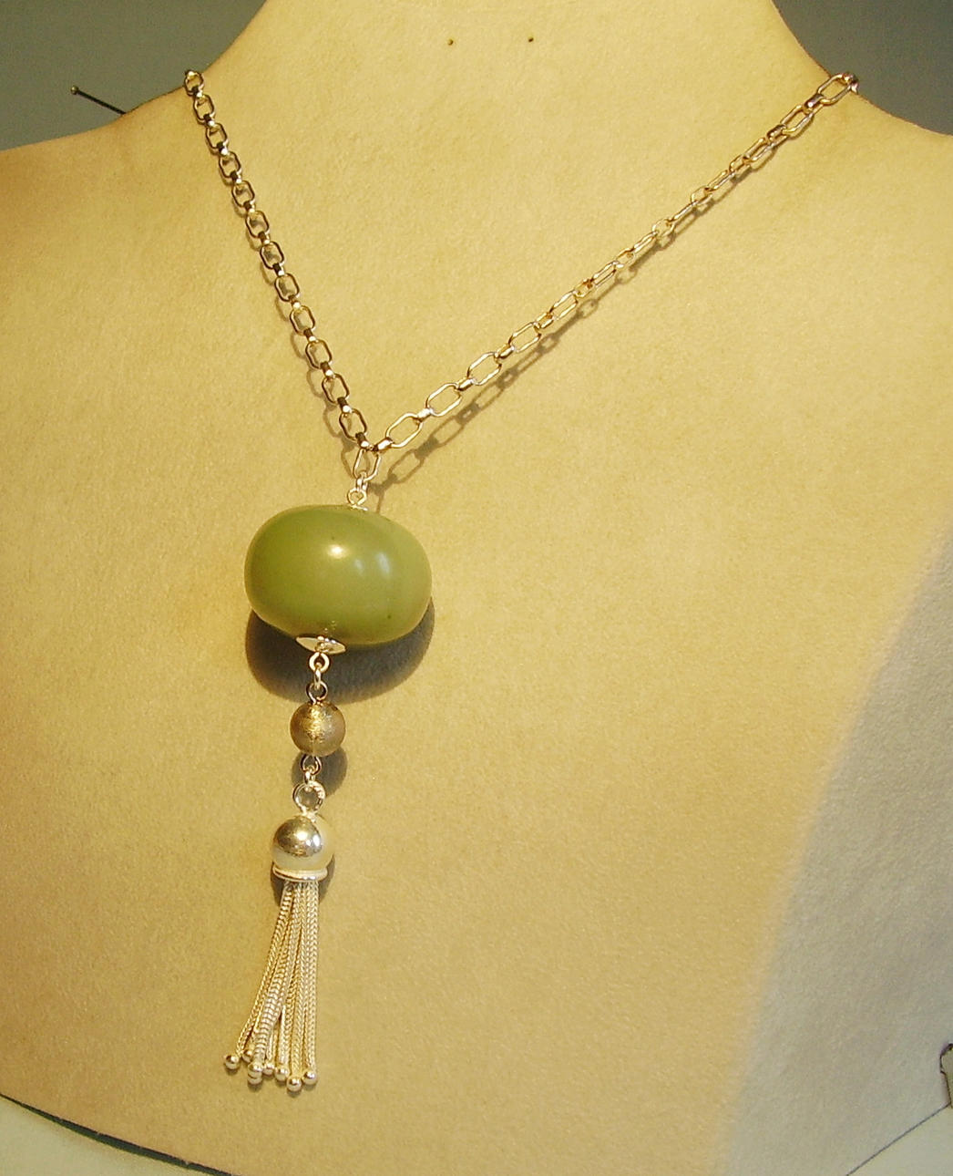 ART DECO HALSBAND med JADE silver 800.