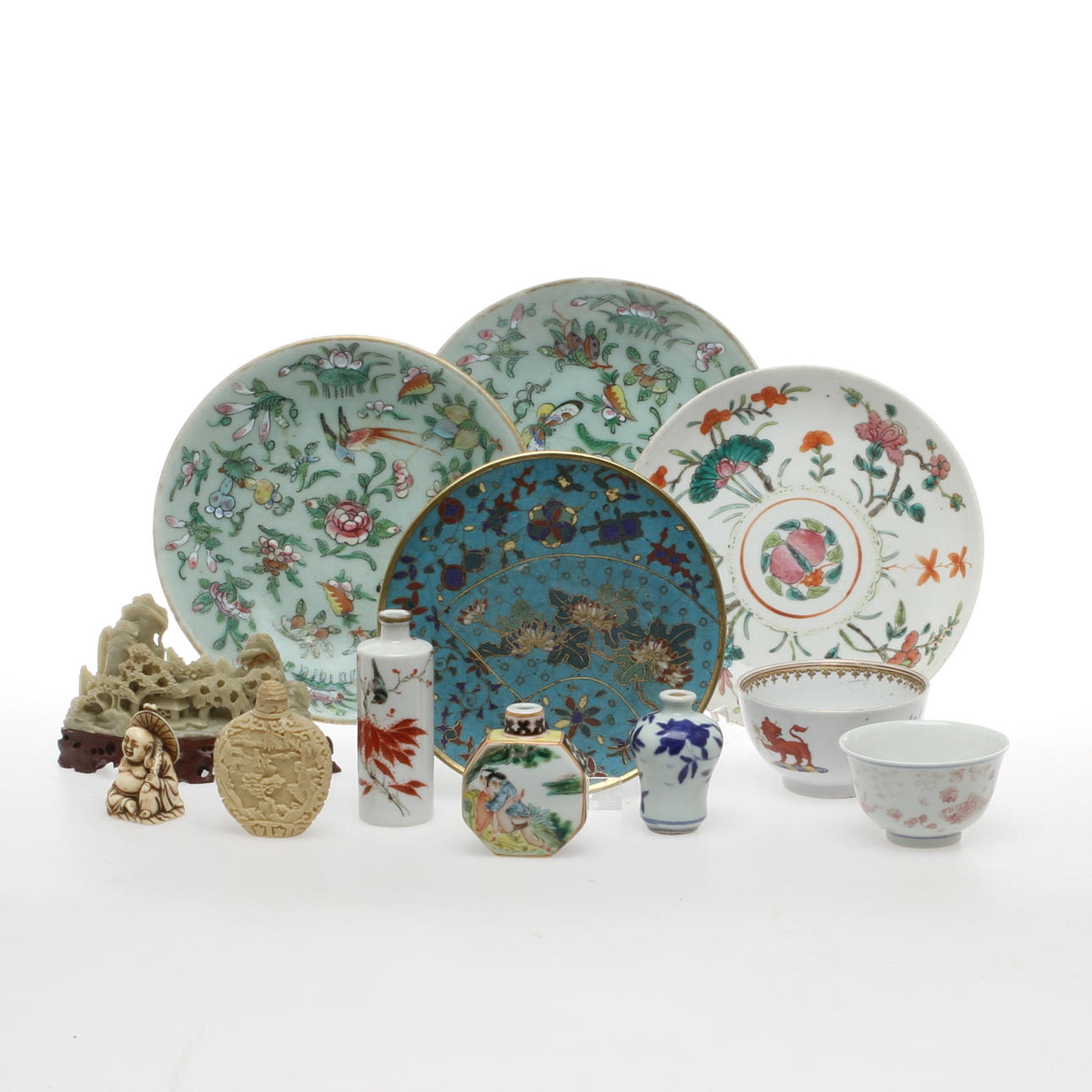 PARTI ASIATIKA, 12 delar, delvis porslin.