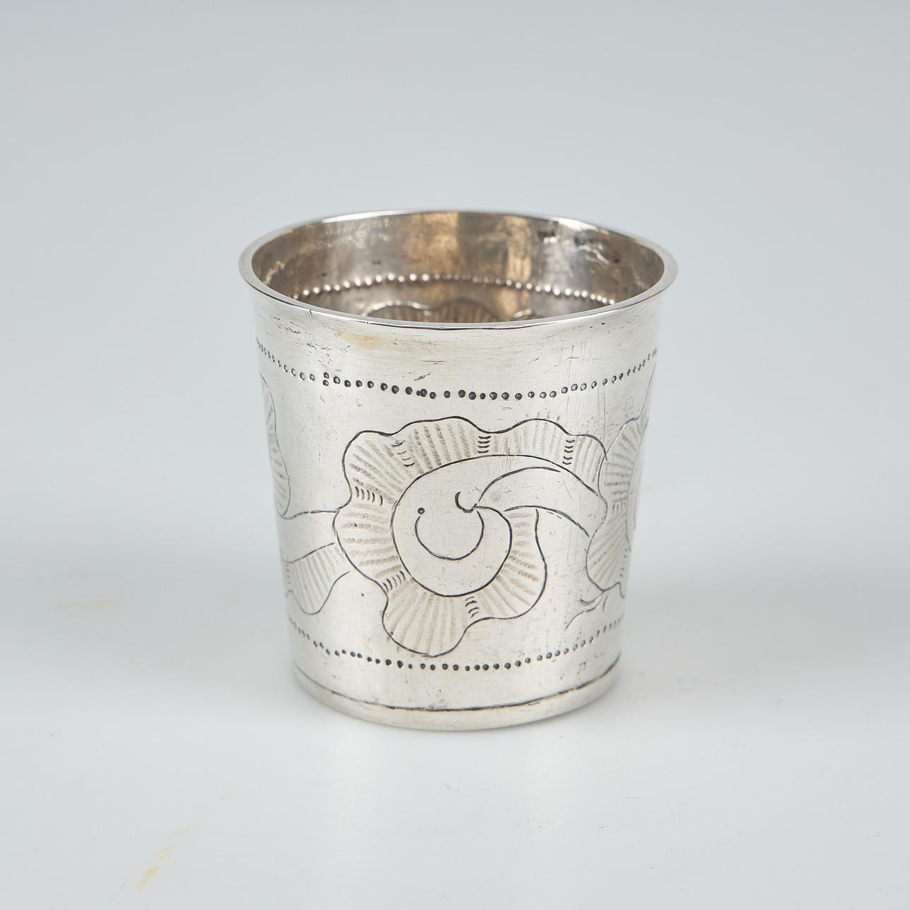 BEAKER, silver, double-struck makers mark EM, 18th century.