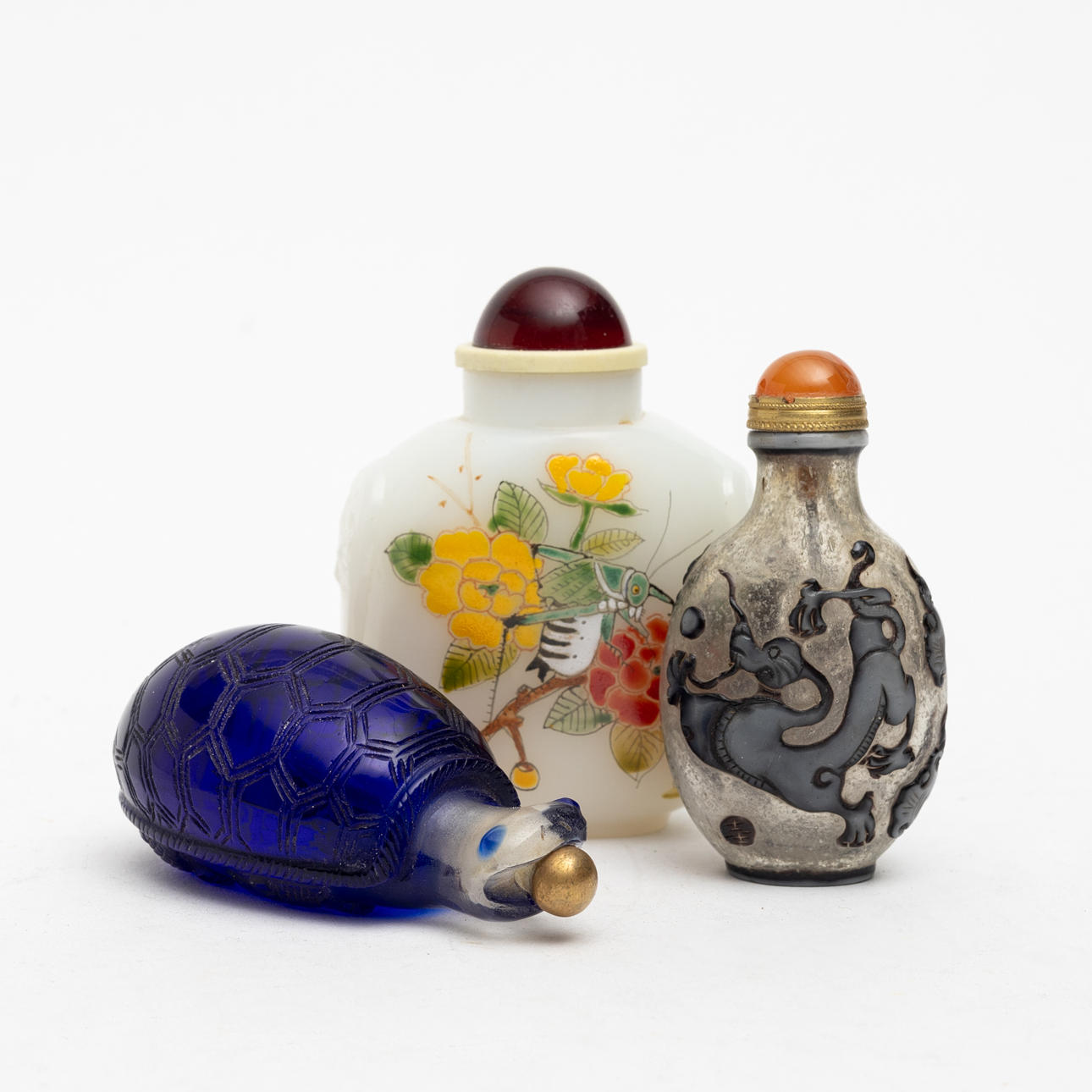 SNUSFLASKOR, 3 st, glas, Kina 1900-tal.