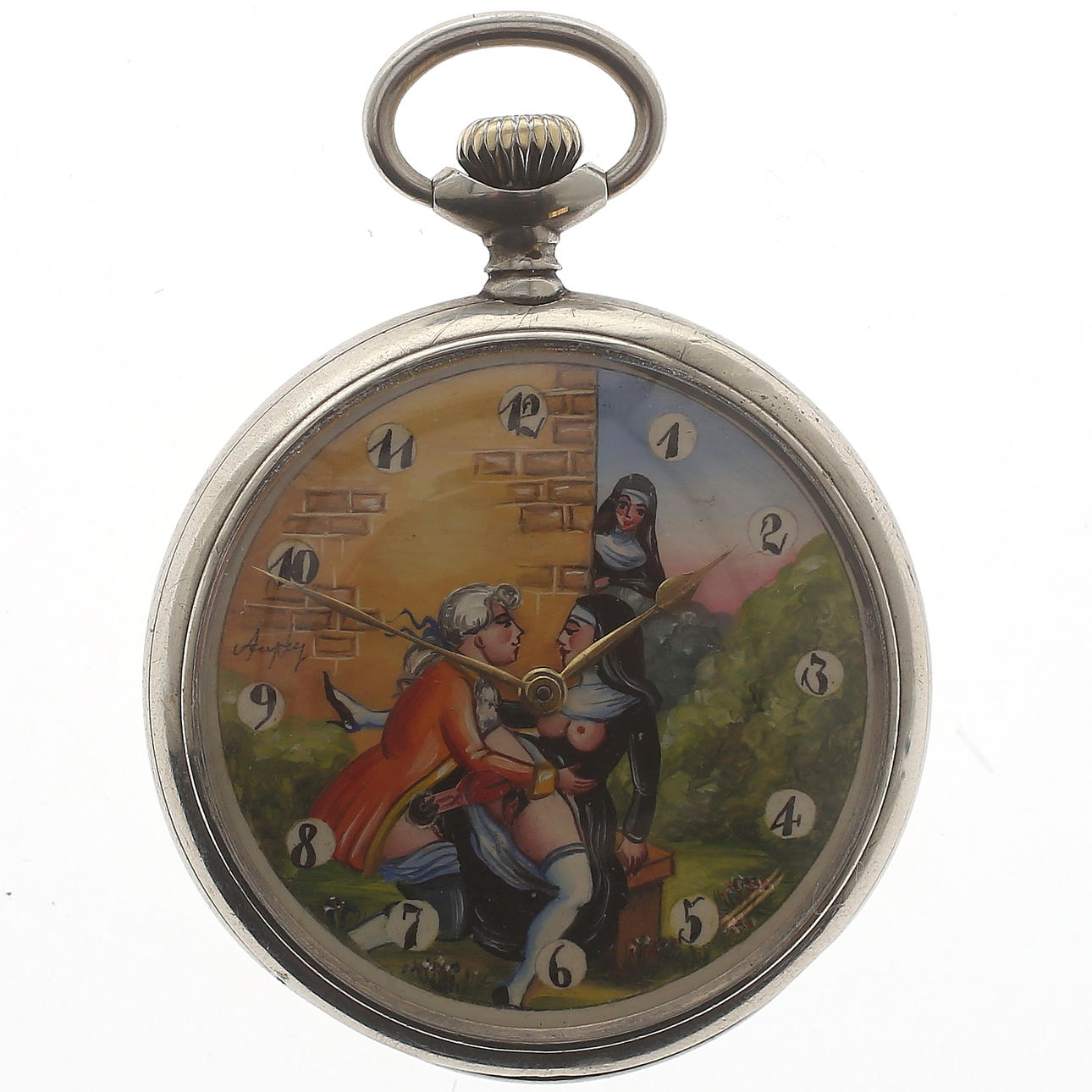 FICKUR, Doxa, med rörlig erotisk scen, 1900-tal.